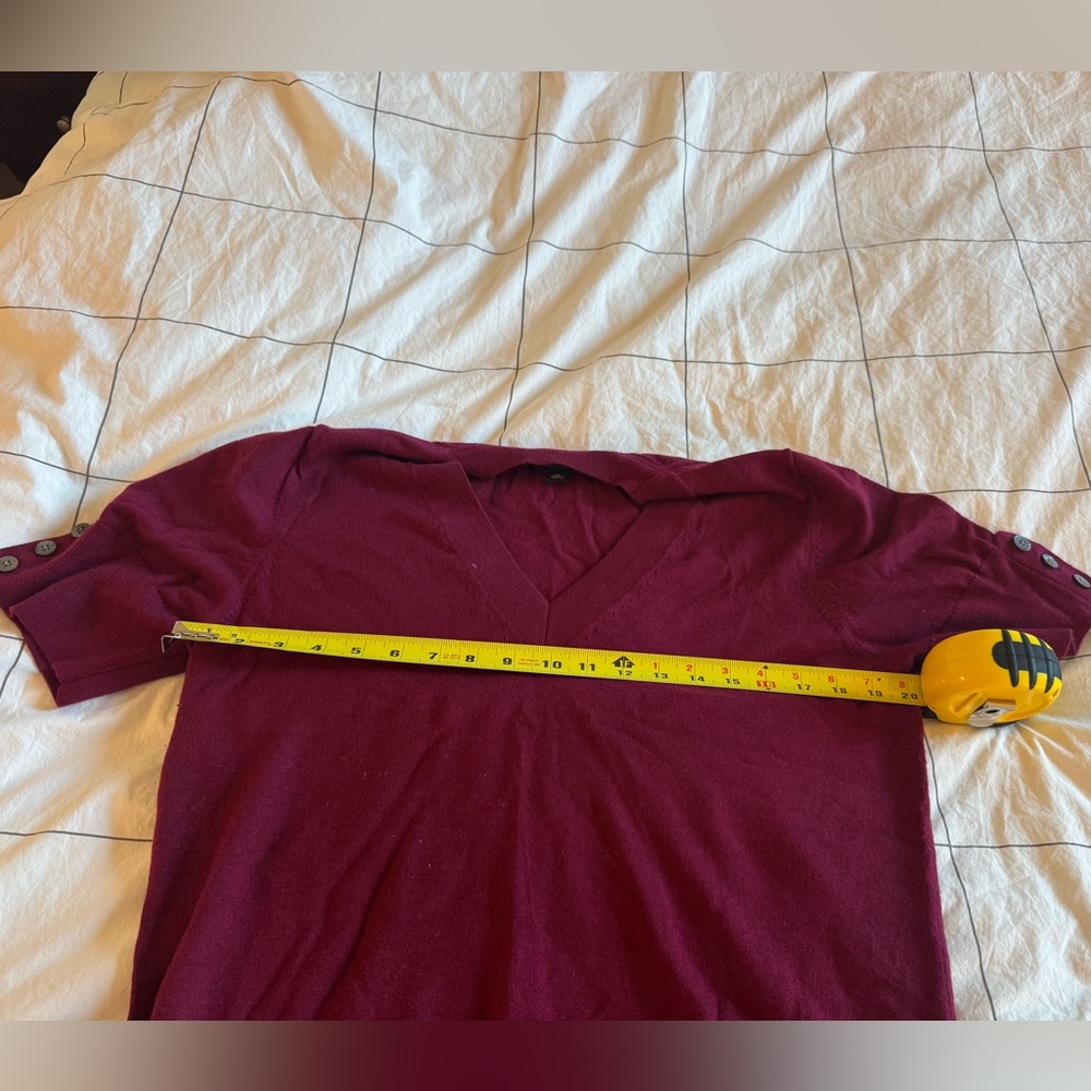 Burgundy Banana Republic Short Sleeve Merino V-Neck Sweater - XL - Picture 7 of 7